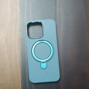 Slim Light Blue Phone Case with Built-In Ring Stand